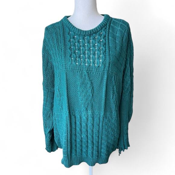 Blarney woolen mills vintage teal green knit sweater oversized grandmacore cozy